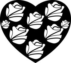 Heart With Roses Line Art Svg Vector, Free Vectors File